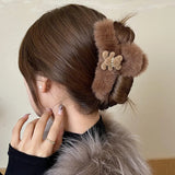 Plush Bear Cross Hair Clip Women All-match Hair Accessories