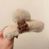 Plush Bear Cross Hair Clip Women All-match Hair Accessories