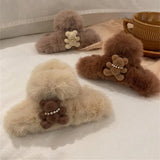 Plush Bear Cross Hair Clip Women All-match Hair Accessories