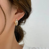 14K Plated Zircon Square Earrings for Women