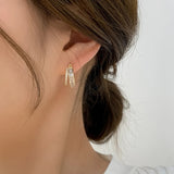 14K Plated Zircon Square Earrings for Women