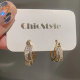 14K Plated Zircon Square Earrings for Women