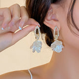 14K Plated Petal Pendant Earrings for Women