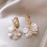 14K Plated Petal Pendant Earrings for Women