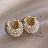 U Shape Pearl Stud Earrings Plated Jewelry for Women