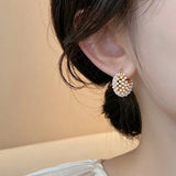 U Shape Pearl Stud Earrings Plated Jewelry for Women