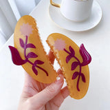Brown Flower Acetate Hair Claw Clip Fancy Shark Clip