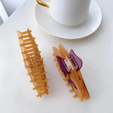 Brown Flower Acetate Hair Claw Clip Fancy Shark Clip