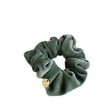 Pink & Green Velvet Elastic Hair Scrunchies