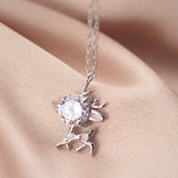 Christmas Deer Pendant Necklace Women's Clavicle Chain Silver 925