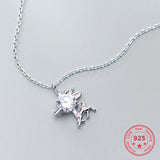 Christmas Deer Pendant Necklace Women's Clavicle Chain Silver 925