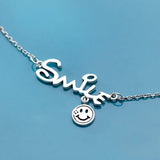 Silver 925 Smile Face Pendant Choker Necklace Jewelry