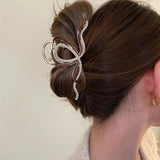 Geometric Rhinestone Pearl Hair Clip Claw for Women