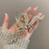 Geometric Rhinestone Pearl Hair Clip Claw for Women