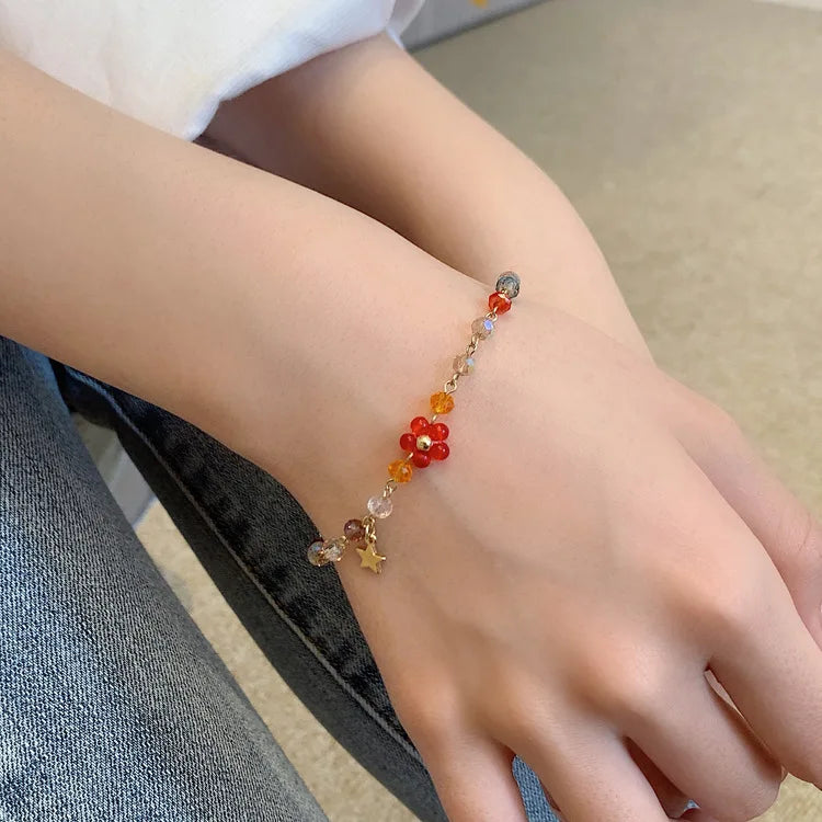 Crystal Flower Star Charms Bracelets For Women Jewelry Birthday
