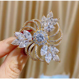 High-end Zircon Three Leaf Grass Brooch Pin for Women