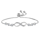 Crystal Infinity 8 Pendant Bracelet Rhinestone S925 Silver Plated Bangle