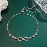 Crystal Infinity 8 Pendant Bracelet Rhinestone S925 Silver Plated Bangle