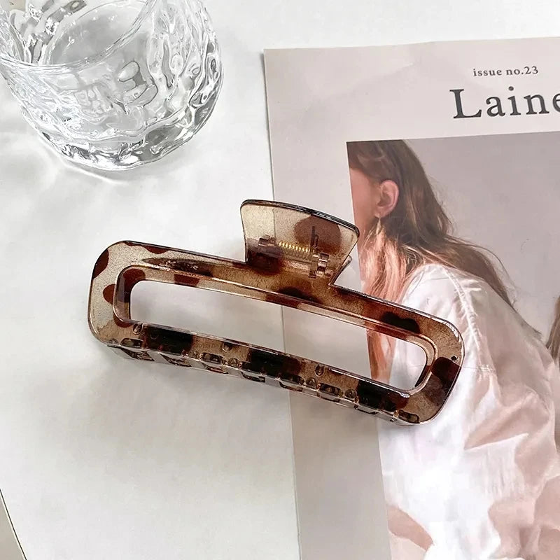 Retro Rectangular Hollow Hair Clip Claw Large Size Hair Accessory