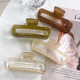 Retro Rectangular Hollow Hair Clip Claw Large Size Hair Accessory