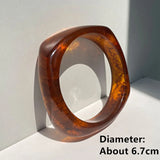 Retro Wave Wide Acrylic Bangle Bracelet for Women Girls