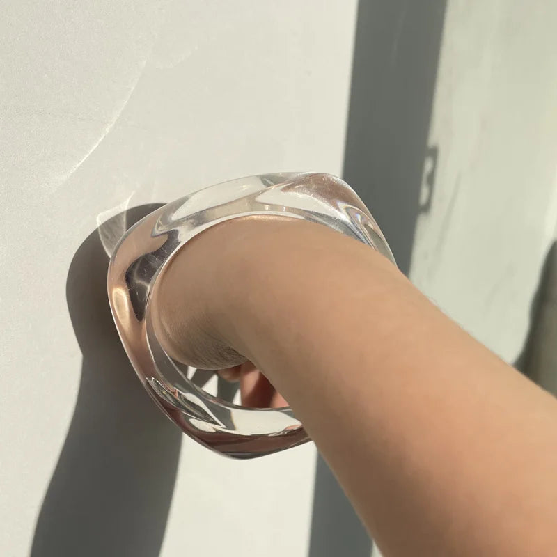 Retro Wave Wide Acrylic Bangle Bracelet for Women Girls