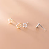 925 Silver Pearl Stud Earrings Romantic Round Earring For Women Jewelry
