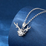 2Ct Moissanite Elk Deer Necklace Sterling Silver 925 Female Wedding Gift