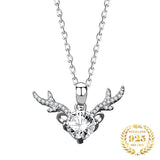 2Ct Moissanite Elk Deer Necklace Sterling Silver 925 Female Wedding Gift