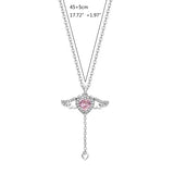 Crystal Angel Wings Heart Pendant Necklace and Wing Earrings Set
