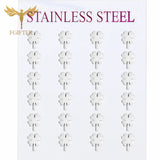 Clover Stud Earrings Set - 12 Pairs Pack Stainless Steel Piercing Jewelry
