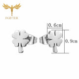 Clover Stud Earrings Set - 12 Pairs Pack Stainless Steel Piercing Jewelry