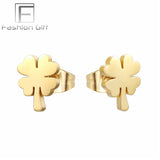 Clover Stud Earrings Set - 12 Pairs Pack Stainless Steel Piercing Jewelry