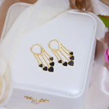 14k Real Minimalist Retro Heart Charm Earrings Tassel Romantic Delicate Earrings
