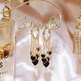 14k Real Minimalist Retro Heart Charm Earrings Tassel Romantic Delicate Earrings