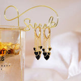 14k Real Minimalist Retro Heart Charm Earrings Tassel Romantic Delicate Earrings