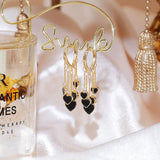14k Real Minimalist Retro Heart Charm Earrings Tassel Romantic Delicate Earrings