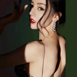 Cubic Zircon Water Drop Tassel Earrings for Women