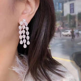 Cubic Zircon Water Drop Tassel Earrings for Women