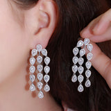 Cubic Zircon Water Drop Tassel Earrings for Women