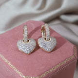 14K Plated Zircon Love Pendant Earrings Women's Party Jewelry