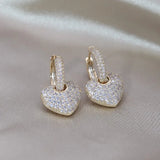 14K Plated Copper Zircon Love Pendant Earrings Women's Party Accessories