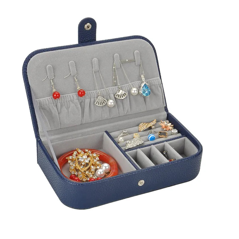 Portable PU Leather Earrings Storage Box Jewelry Organizer