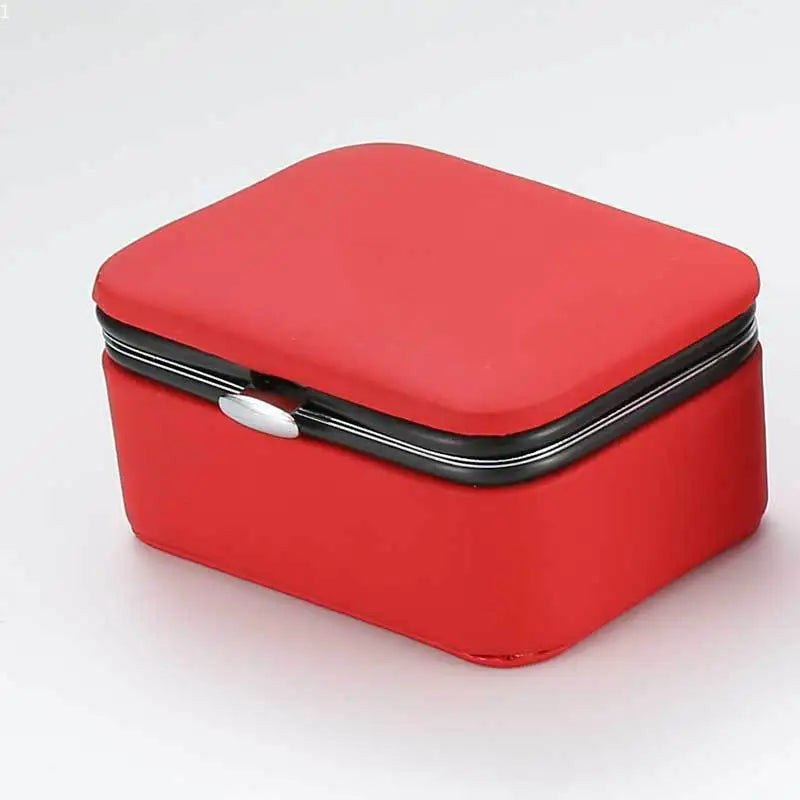 Mini Jewelry Box with Mirror Earrings Necklace Rings Organizer