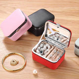 Mini Jewelry Box with Mirror Earrings Necklace Rings Organizer