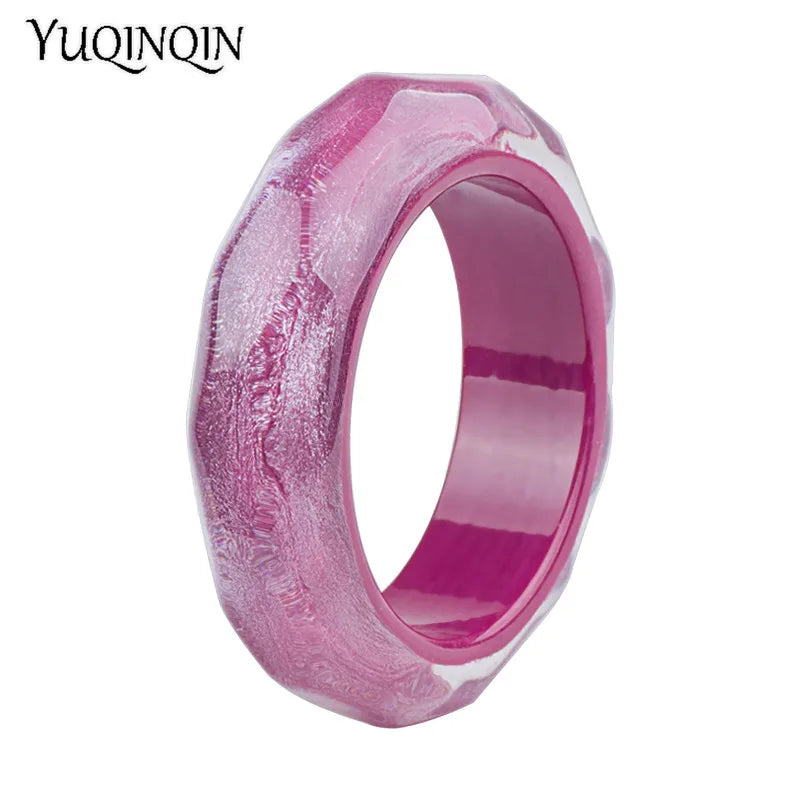 Colorful Wide Resin Bracelet Retro Jewelry for Women Girls