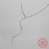 S925 Sterling Silver Long Tile Chain Sweet Necklaces Women Jewelry
