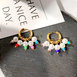 Pearl Beaded Hoop Earrings Bohemian Y2K Jewelry