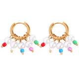 Pearl Beaded Hoop Earrings Bohemian Y2K Jewelry