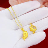 24K Lucky Fish Pendant Necklace for Women Jewelry Choker